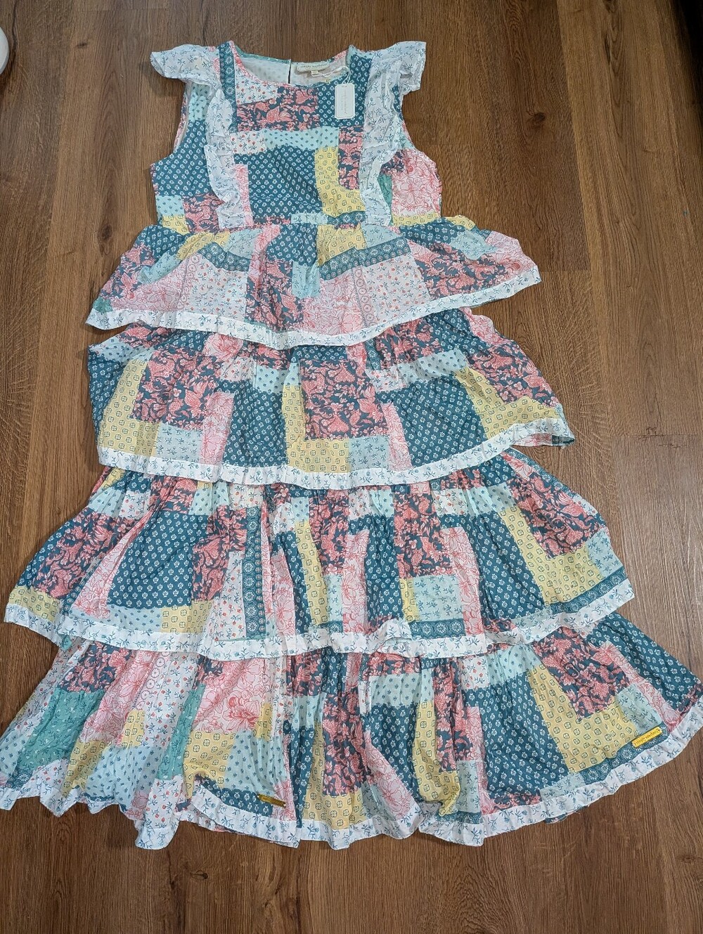 New Simply Southern Hailey Patchwork Tiered Dress XL - Picture 2 of 12